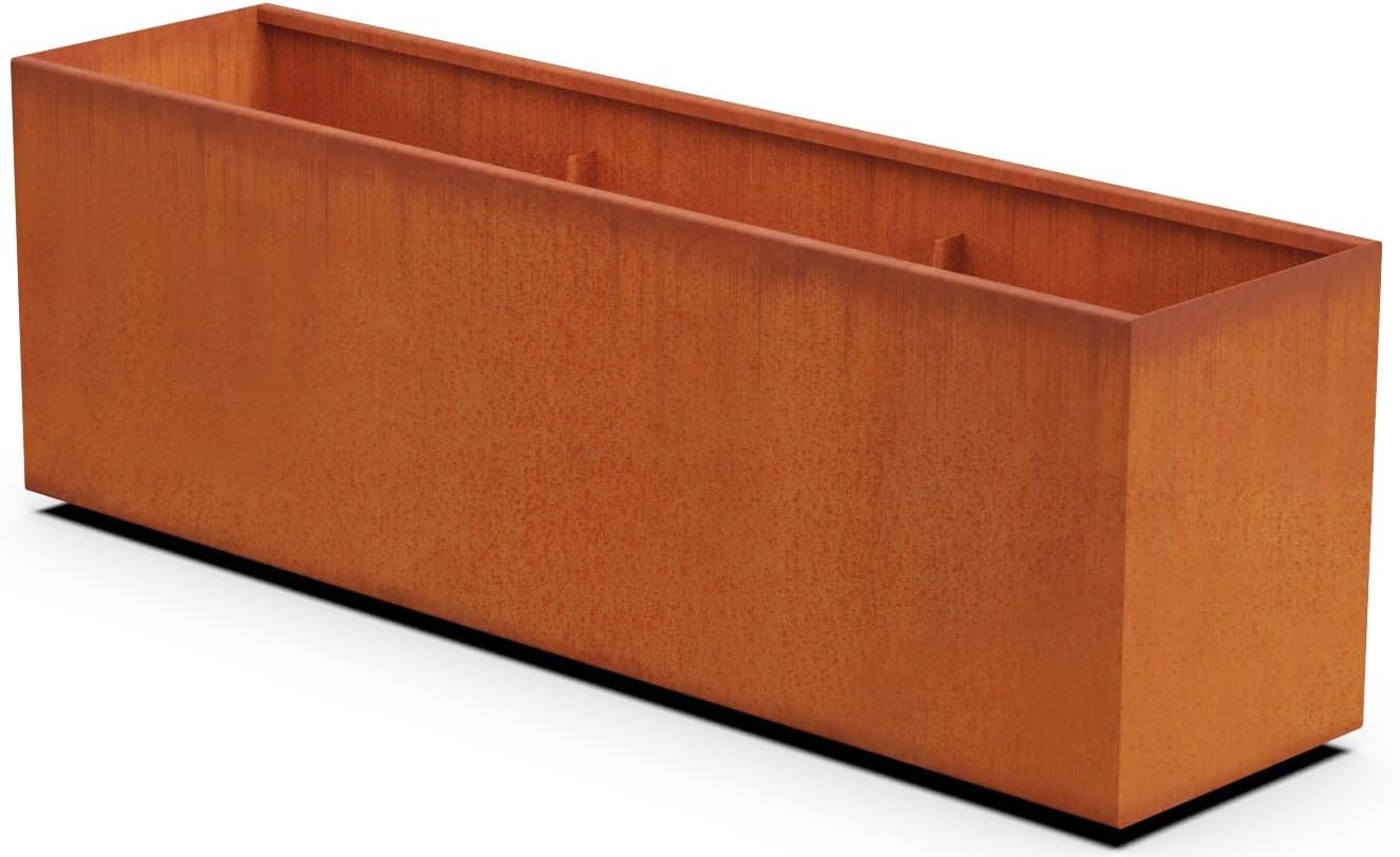 Large Rectangular Planters for Outdoor Plants – 72x18x24 Extra Large Corten Steel Planter | Heavy-Duty Metal Planter Box for Patios, Decks and Commercial Landscapes