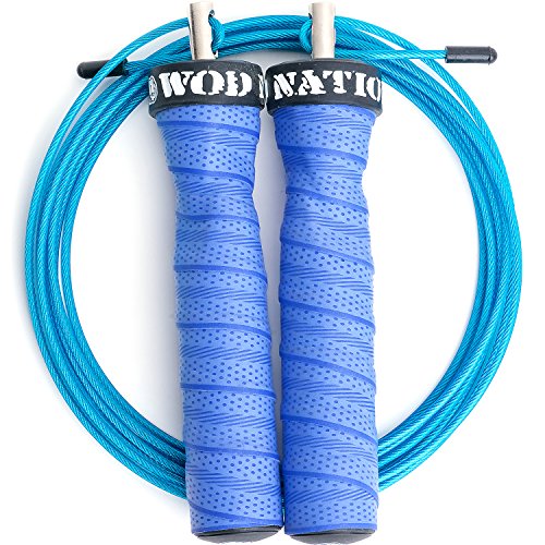 WOD Nation Attack Speed Jump Rope : Adjustable Jumping Ropes : Unique Two Cable Skipping Workout System : One Thick and On...