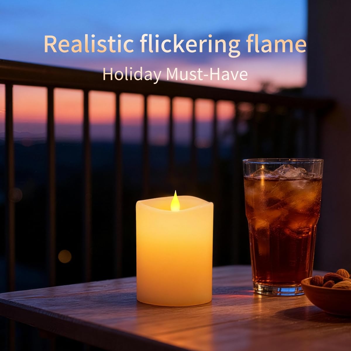 MISSTIME 3x4 Flickering Flameless Candles Set of 3,4 inch Real Wax LED 600 Hours Battery Candles with Timer Remote,Control for Wedding Party Indoor,Ivory
