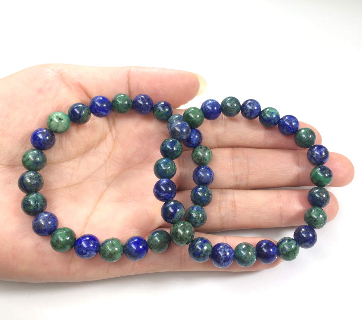 Adabele Real Natural Lapis Chrysocolla Bracelet 8 inch Stretch Gemstone Beaded Bracelet Chakra Healing Crystal Stone Jewelry Wom