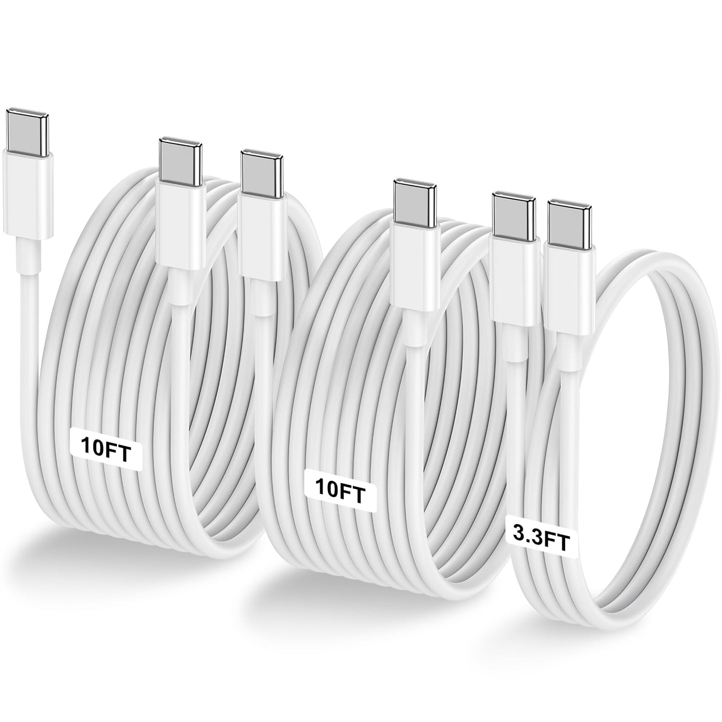 3-Pack [3.3Ft+10Ft+10Ft] 60W Usb C To Usb C Cable, Type C Fast Charging Cable For Iphone Air 17 16E 16 15 Pro Plus Pro Max,For G
