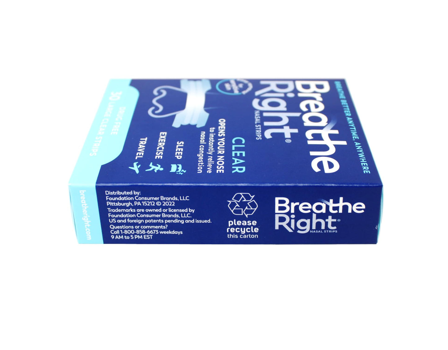 Breathe Right Nasal Strips to Stop Snoring, Drug-Free, Clear for Sensitive Skin, 30 count (Pack of 2) ( Pack May Vary )