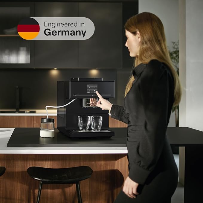 Miele CM 7750 CoffeeSelect Automatic Coffee Machine - OneTouch for Two, AromaticSystem, 10 individual profiles, DoubleShot, CupSensor, WiFi-compatible, automatic descaling, in Obsidian Black