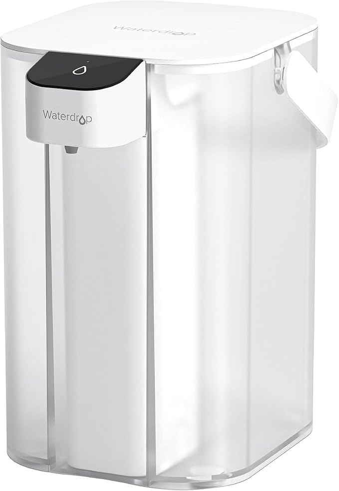 Waterdrop Alkaline Electric Water Filter Pitcher, Dispenser, NSF/ANSI 42, 200-Gallon, 5X Times Long-Life Countertop Water Filter System, Reduce PFOA/PFOS, Chlorine, Lead, 15-Cup, White, with 1 Filter