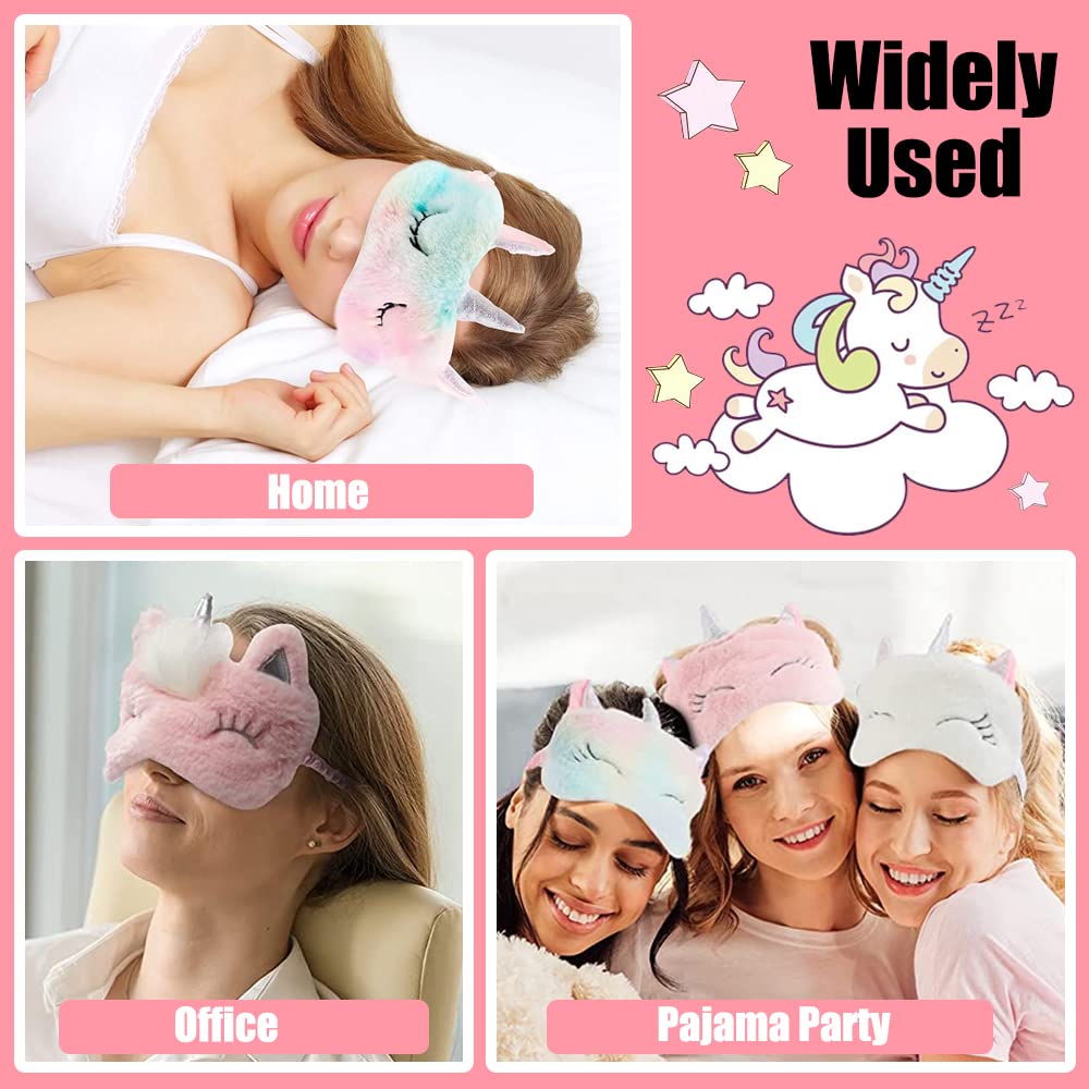 4 Pcs Cute Sleep Mask Animal Sleep Mask Soft Plush Blindfold Eye Covers for Sleeping Women Girls Kids