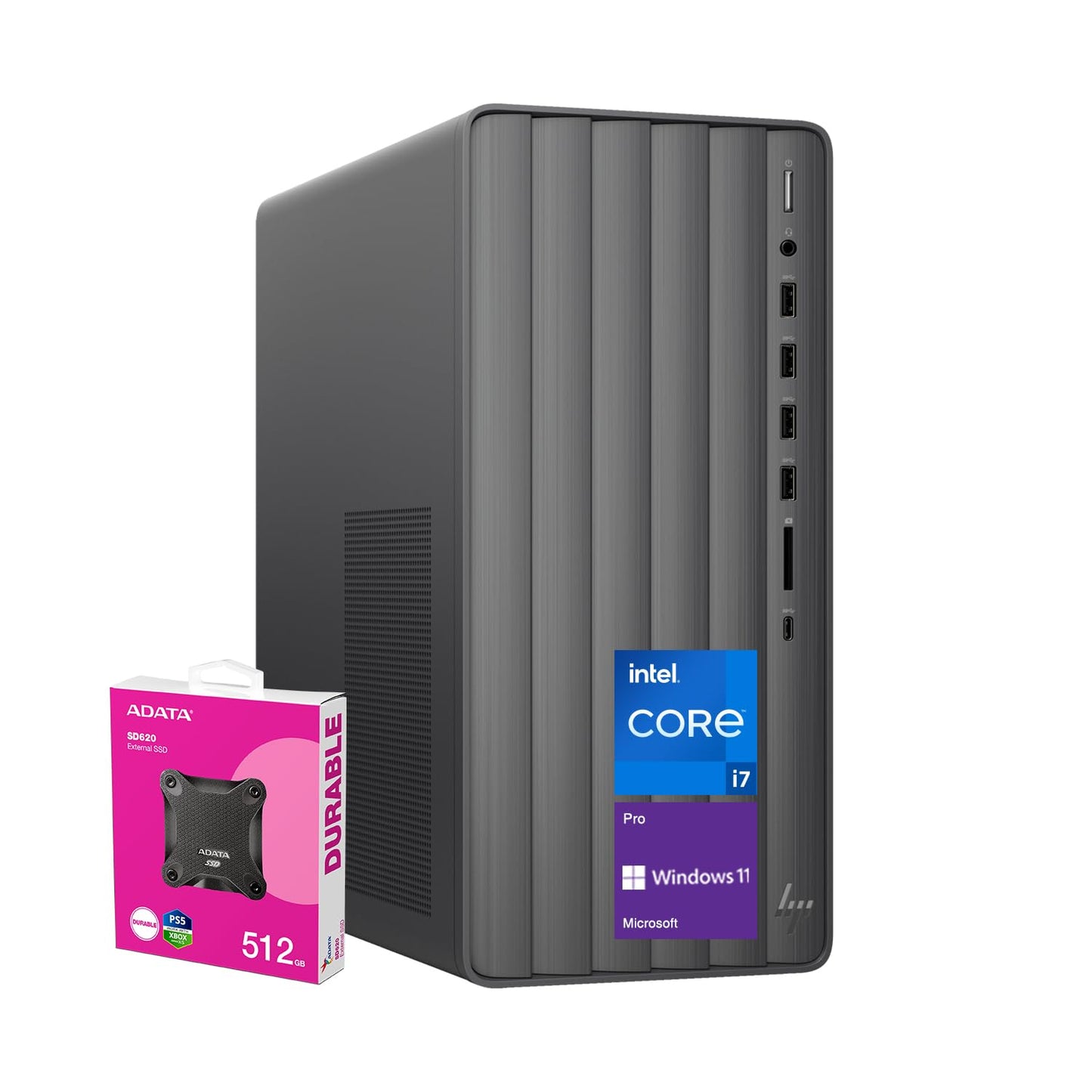 Hp Envy Tower Desktop, Intel I7-14700 (20 Cores, 64Gb Ram, 4Tb Ssd, Wi-Fi 6, Windows 11 Pro, Black, With Adata 512 External Ssd