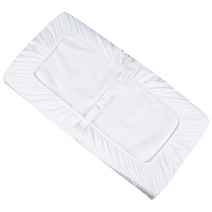 CaSaJa White Diaper Changing Pad Cover with Strap Holes Set of 3, Snug Fit 4-Sided Contoured Changing Table Pad 16x31 16x32, Fitted Change Pad Sheet Neutral, 100% Silky Soft Microfiber