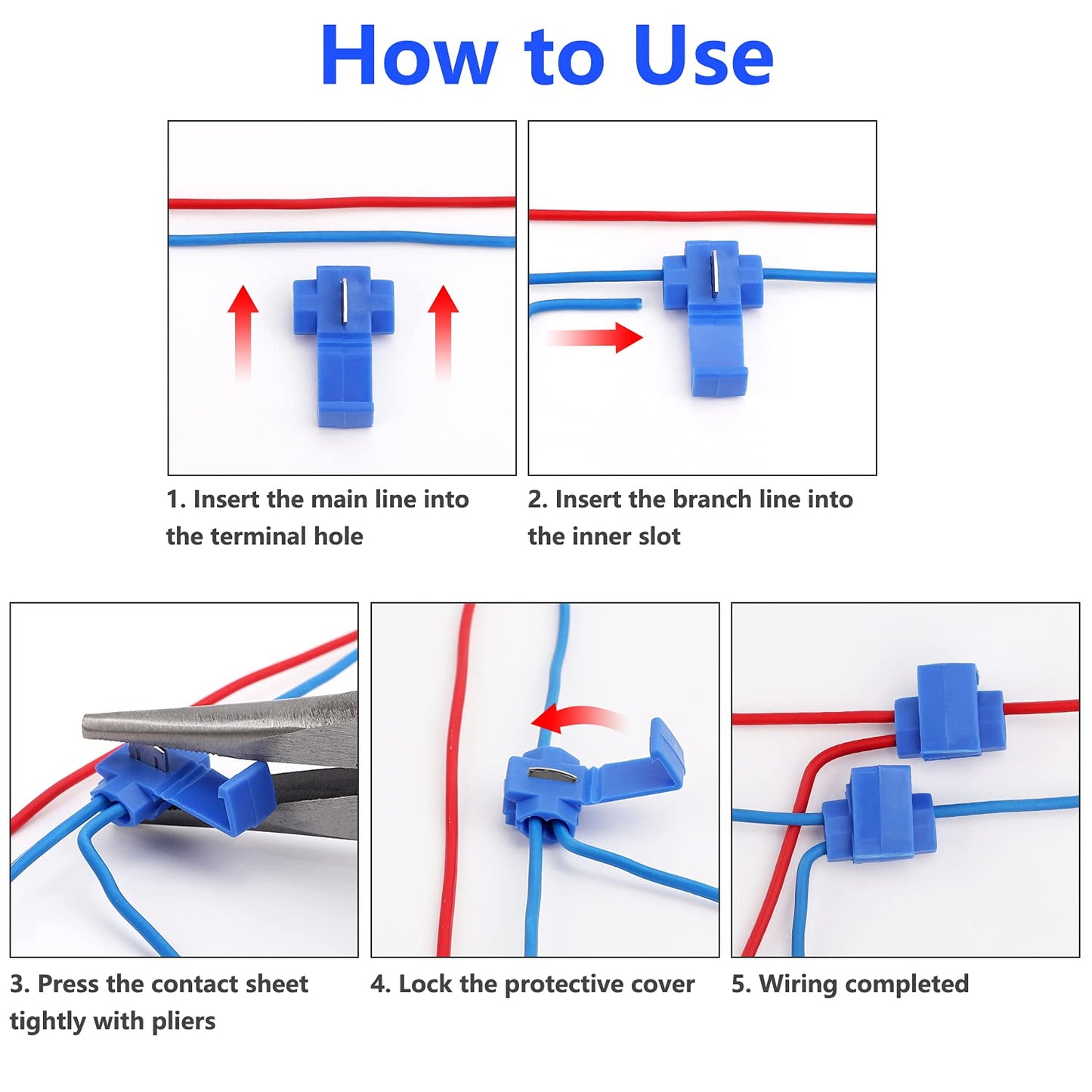 150 pcs Quick Splice Wire Connectors, Solderless Snap Electrical Connector, Blue, Wire Splice Connector, Insulated Wire Crimp Connectors Terminal Joint 22-10 AWG