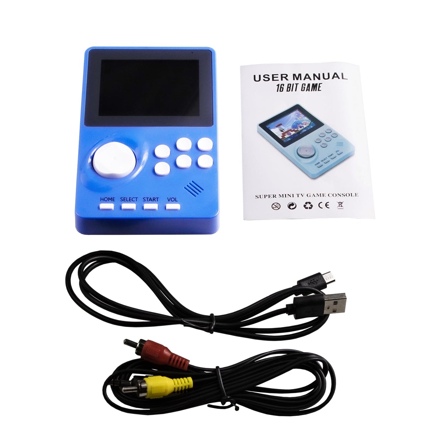 16 Bit Handheld Video Game Console for Kids Adults，2.8-inch Super Wide Lcb Preloaded 100 HD Handheld Game Console Seniors Electronic Game Player Birthday Present Xmas (Dark Blue)