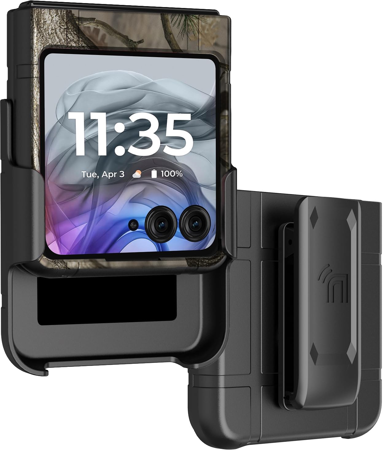 Case With Clip For Motorola Razr (2024/2025) Flip Phone, Nakedcellphone Slim Hard Shell Camouflage Cover And Belt Hip Holster Ho