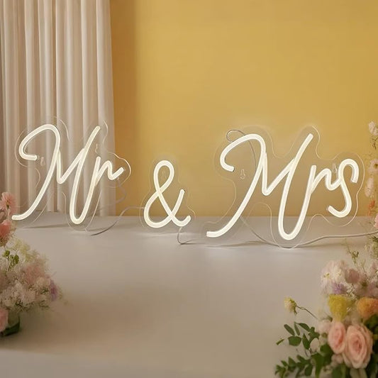 Mr and Mrs Neon Sign for Wedding Neon Light LED Backdrop Wall Decor USB Wedding Reception Decoration Gifts for Anniversary...