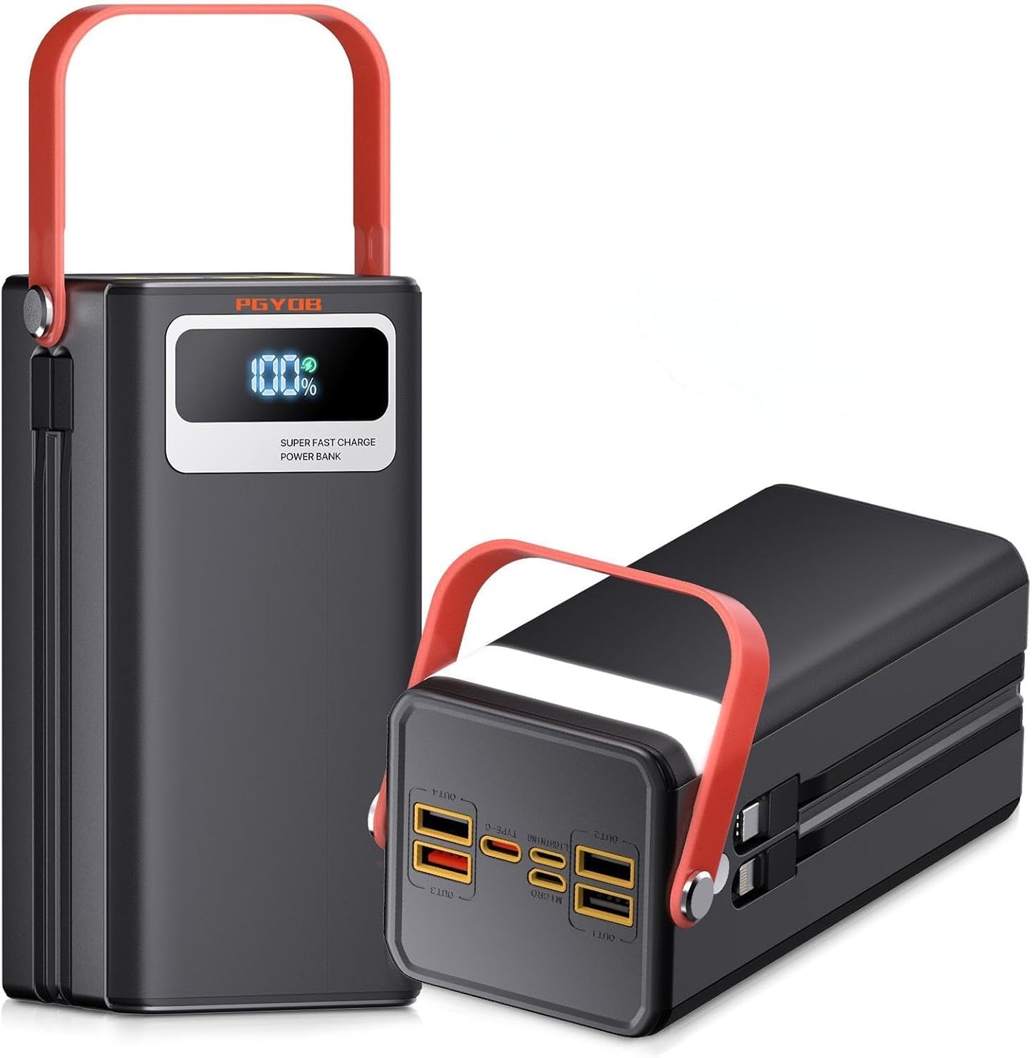 Portable Power Station 166Wh, 22.5W Fast Charging Power Bank With Built-In Cables For Iphone/Android/Macbook, 45000Mah Battery S