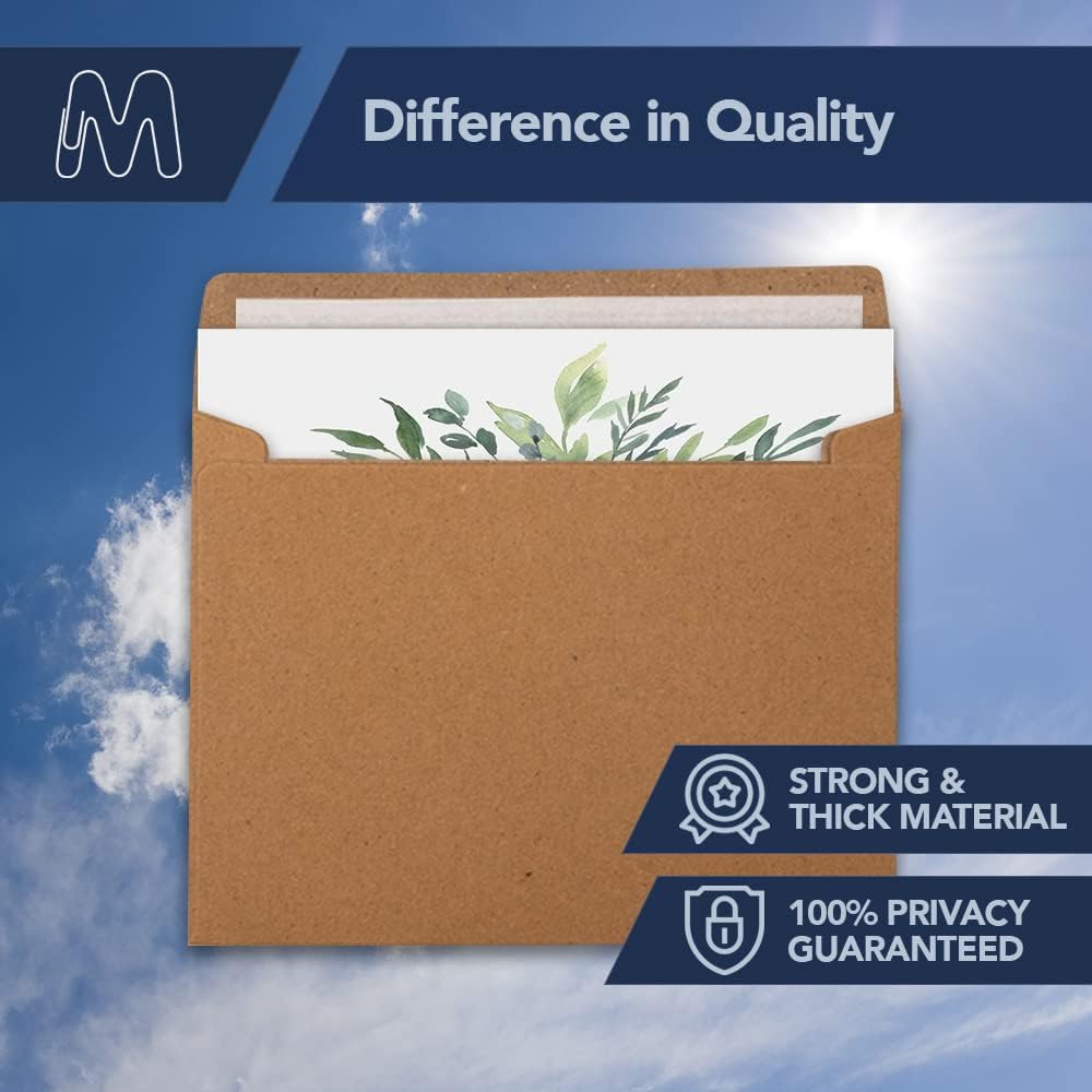 MOS A6 Kraft Envelopes 4.75 x 6.5 Inch 500 Pack — Brown Self-Seal Heavyweight Invitation Envelopes for Greeting Cards, Gift Cards, Weddings, Business Mailings, Thank You Cards