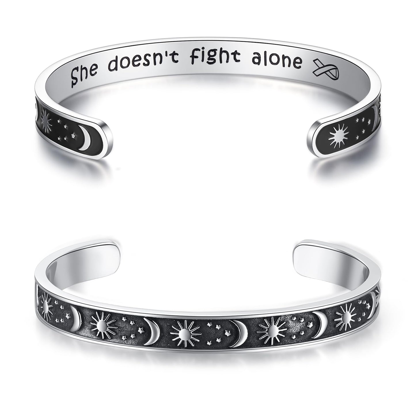 TONY & SANDY Breast Cancer Gifts for Woman She Doesn 't Fight Alone Bracelet Warrior Awareness Inspirational Cancer Survivor Gif