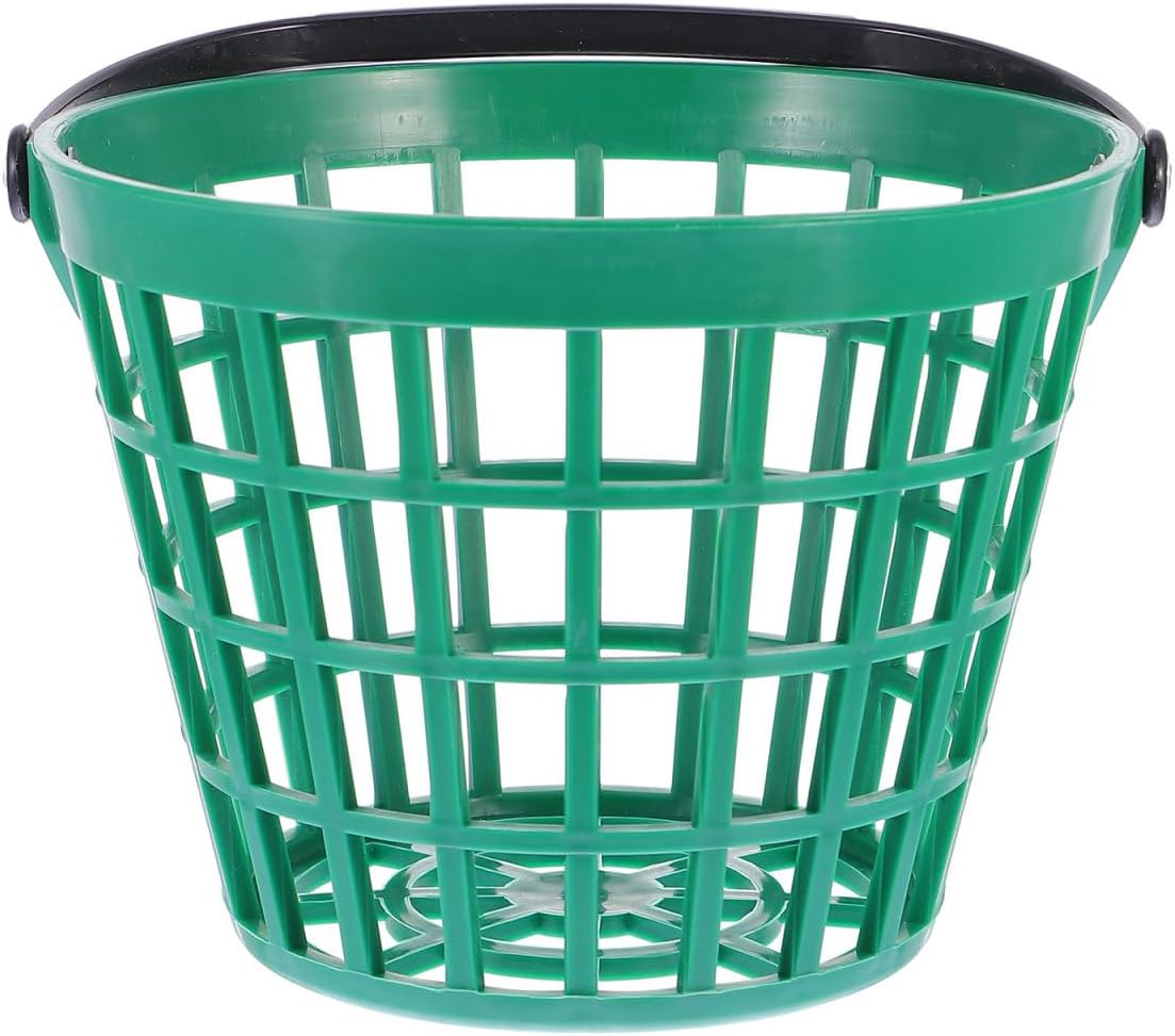 Garneck Golf Ball Storage Basket Nylon Golf Ball Basket Green Golfball Container with Handle Golf Range Bucket Storage Organizer Stadium Accessories for Practice Range and Outdoor Use