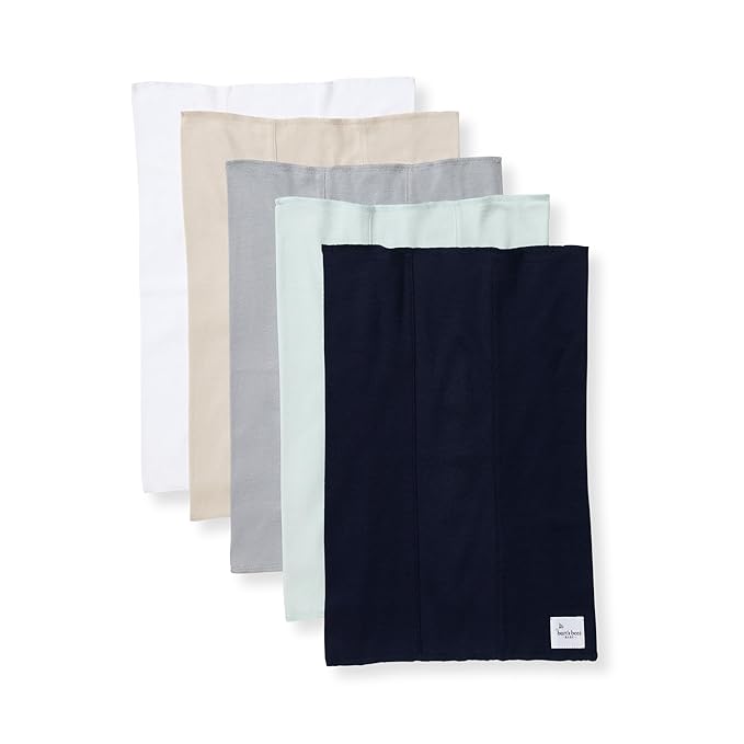 Burt's Bees Baby Infant Burp Cloths, 100% Organic Cotton Extra Absorbent Soft Fabric Drool Cloths, 5-Pack Newborn Must-Have Essential Large Burping Cloths, One Size 17 x 11.75 Inches