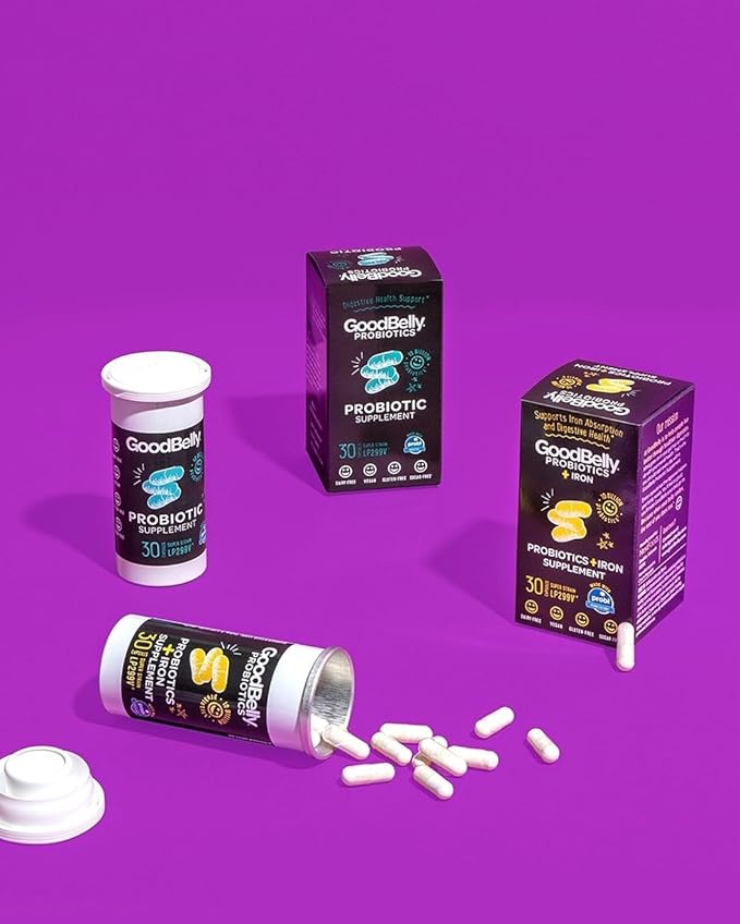GoodBelly Probiotic Capsules for Digestive Health | Vegan Probiotic Supplement with 10 Billion Live Cultures | Probiotics for Women & Men | 30 Capsules