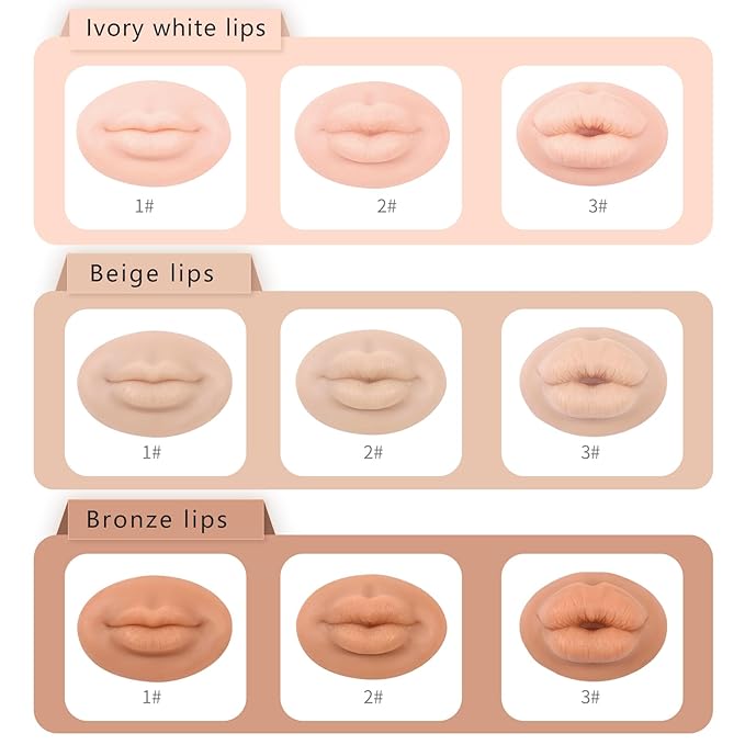 3D Silicone Fake Lips Large with Lipstick for Makeup Tattoo Practice Realistic Artificial Lip Mannequin for Beginners Artists (Thick Big Lip,Fair Skin)
