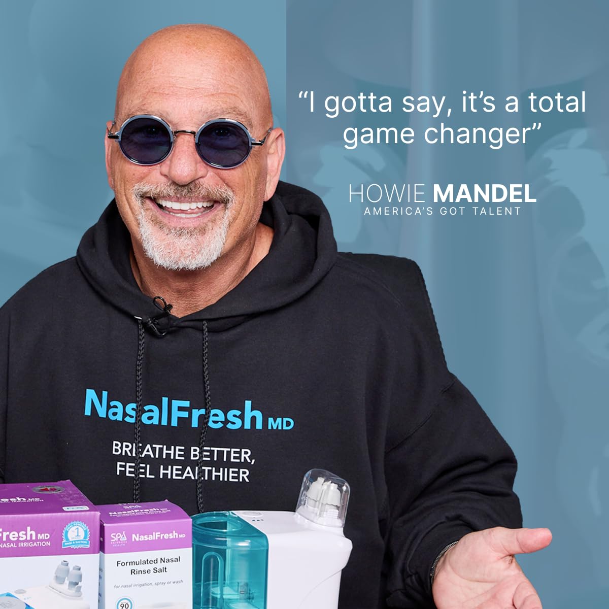 NASALFRESH MD Premium Bundle–Dual Powered Nasal Irrigation System Nasal Rinse and Wash, Sinus Decongestant Relief System, 60 Saline Packets, Case, Rechargeable, 2 Sets of Nose Pillows–Snoring Remedy