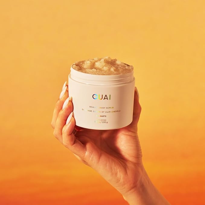 OUAI Scalp & Body Scrub, St. Barts - Exfoliating Body Scrub with Sugar & Coconut Oil Blend for Smooth, Moisturized Skin - Gentle Scalp Scrub for Removing Product Build Up (8.8 Oz)