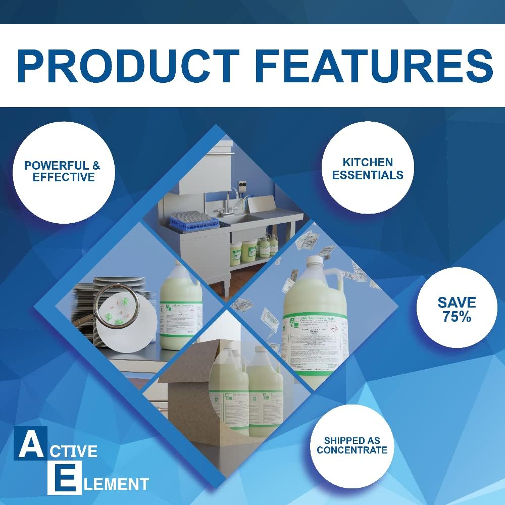 Dish Chlorine Concentrate - Food Contact Surfaces- Commercial Dishwasher - No Rinse - Food Service Kitchen - Multi-Use - Makes two 5-Gallon Pails (Diluted Further to 2,560 Gallons)
