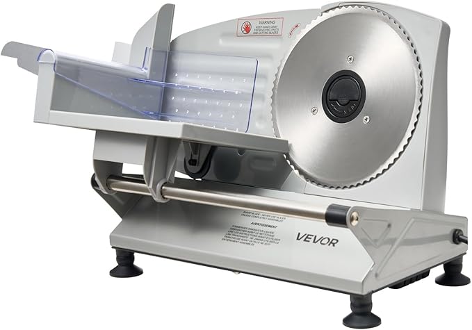 VEVOR Meat Slicer, 6.7 inch 150W Electric Deli Slicer Machine with 2 SUS420 Blades, 0-0.6 inch Adjustable Thickness, ETL Certified Home Food-Slicer for Meat, Ham, Baguett, Steak
