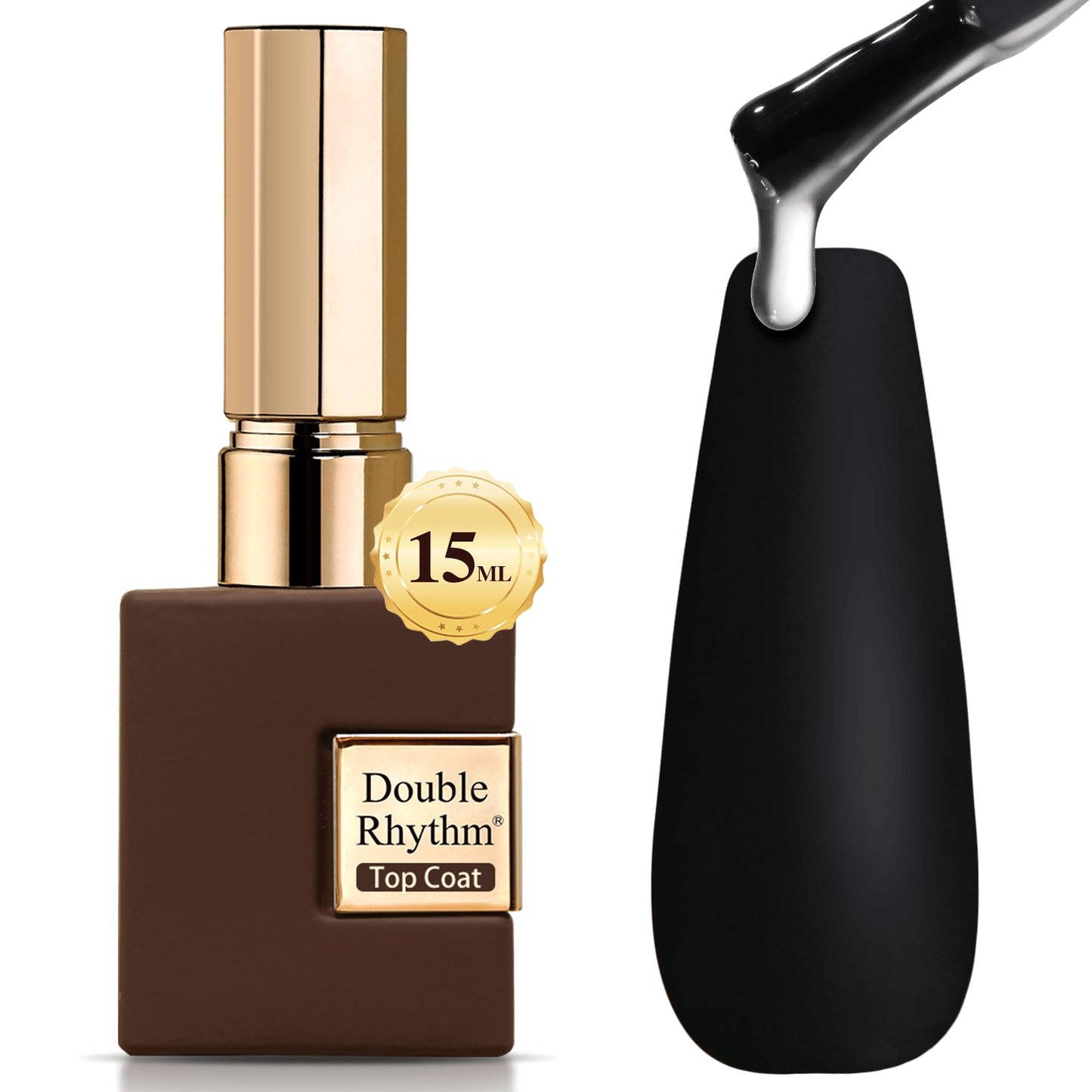 Double Rhythm 15ML No Wipe Gel Top Coat Base Coat Iridescent Glitter Shimmer 2 in 1 Nail Polish Soak Off Manicure DIY Home Salon