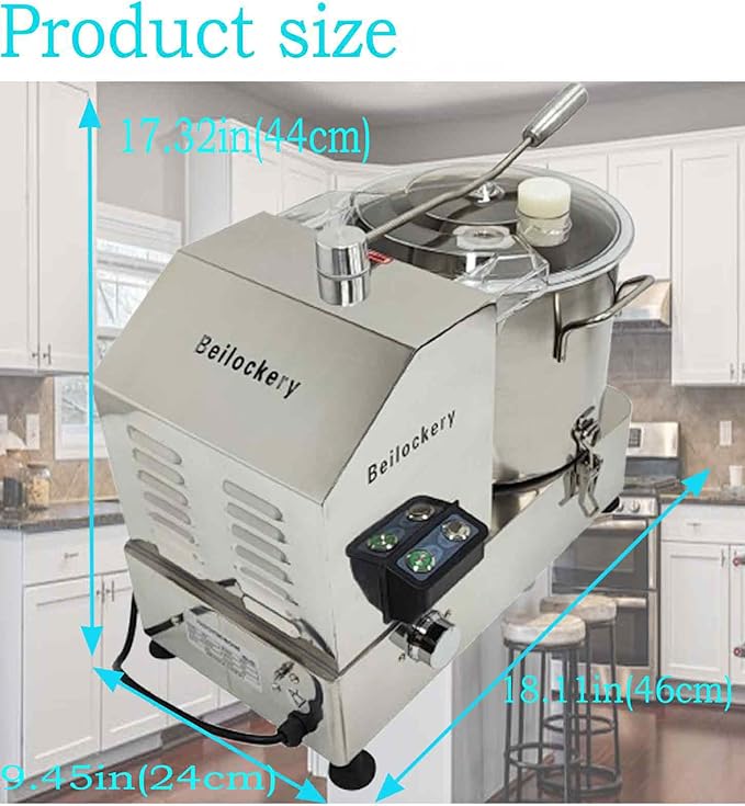 110V 9L Meat and Vegetable Blender Food Shredder, 1800W Adjustable Speed Food Chopper with Visible Transparent Window, Commercial Stainless Steel Electric Chopper