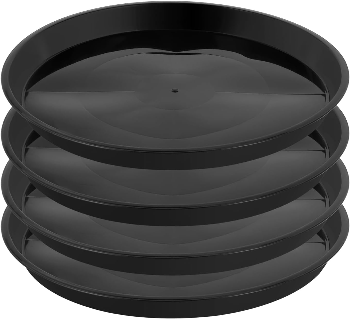 Kichwit 4 Pack 11.75 Inch Plant Saucer, Round Plastic Plant Trays for Indoor & Outdoor (Black, 11.75 Inch)
