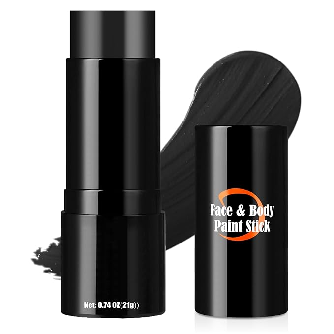 Black Cream-Blendable Face Paint Stick, Portable Eye Black Stick for Sports, Full-coverage Cream Face Paint for Halloween SFX Makeup Cosplay Joker Costume Parties