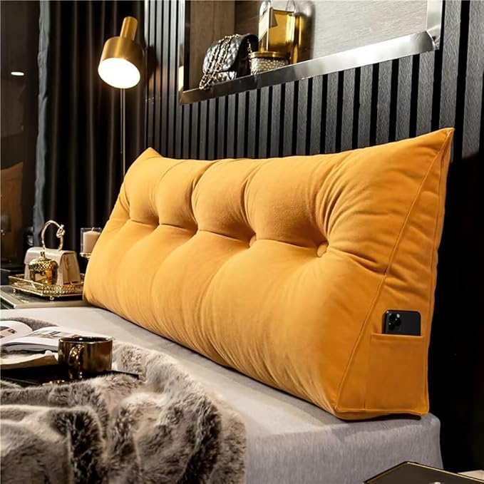 Triangular Headboard Pillow Wedge Pillow for Headboard Gap Headboard Pillow Twin Daybed Pillows Backrest Pillow with Side Pockets