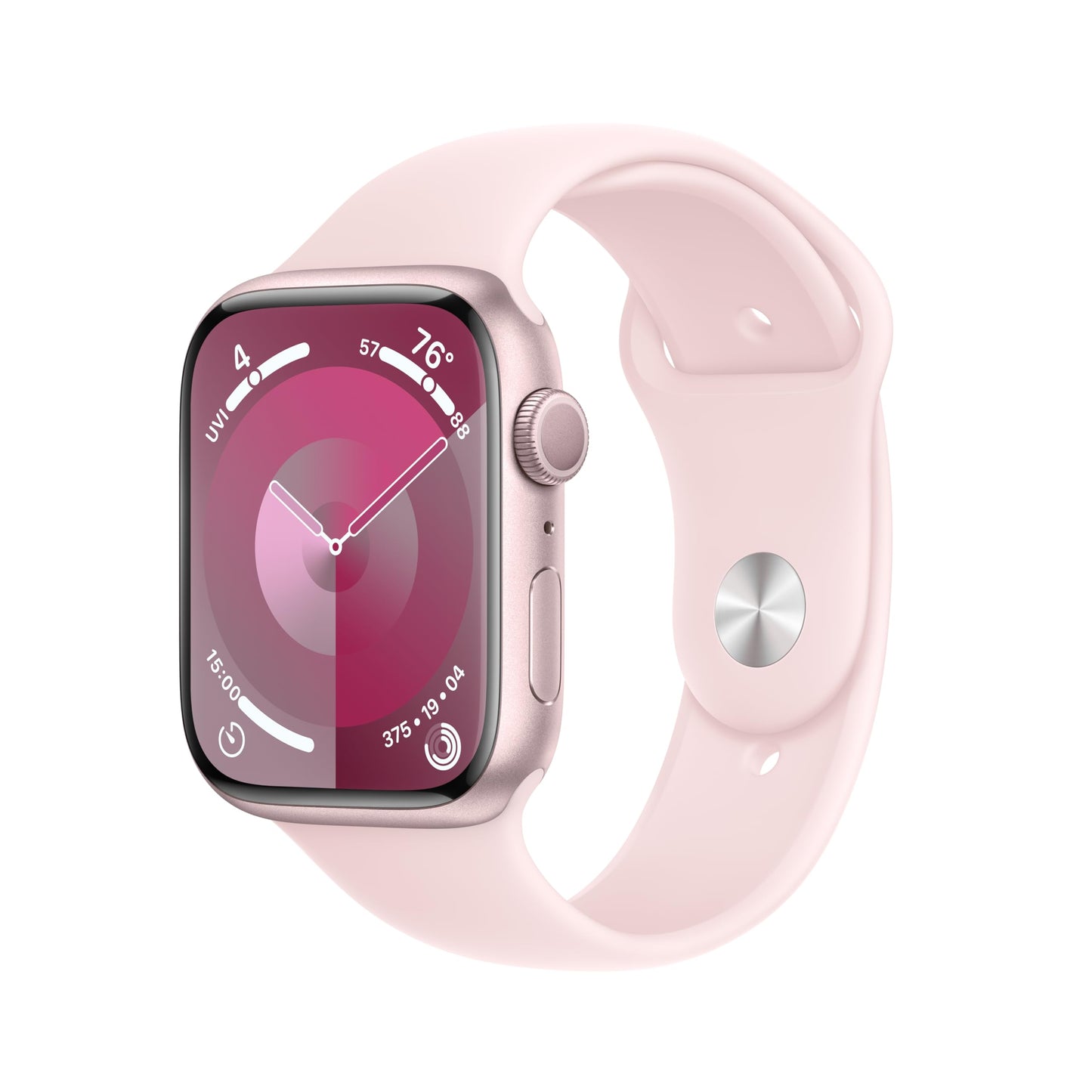 Apple Watch Series 9 [Gps 45Mm] Smartwatch With Pink Aluminum Case With Light Pink Sport Band M/L. Fitness Tracker, Ecg Apps, Al
