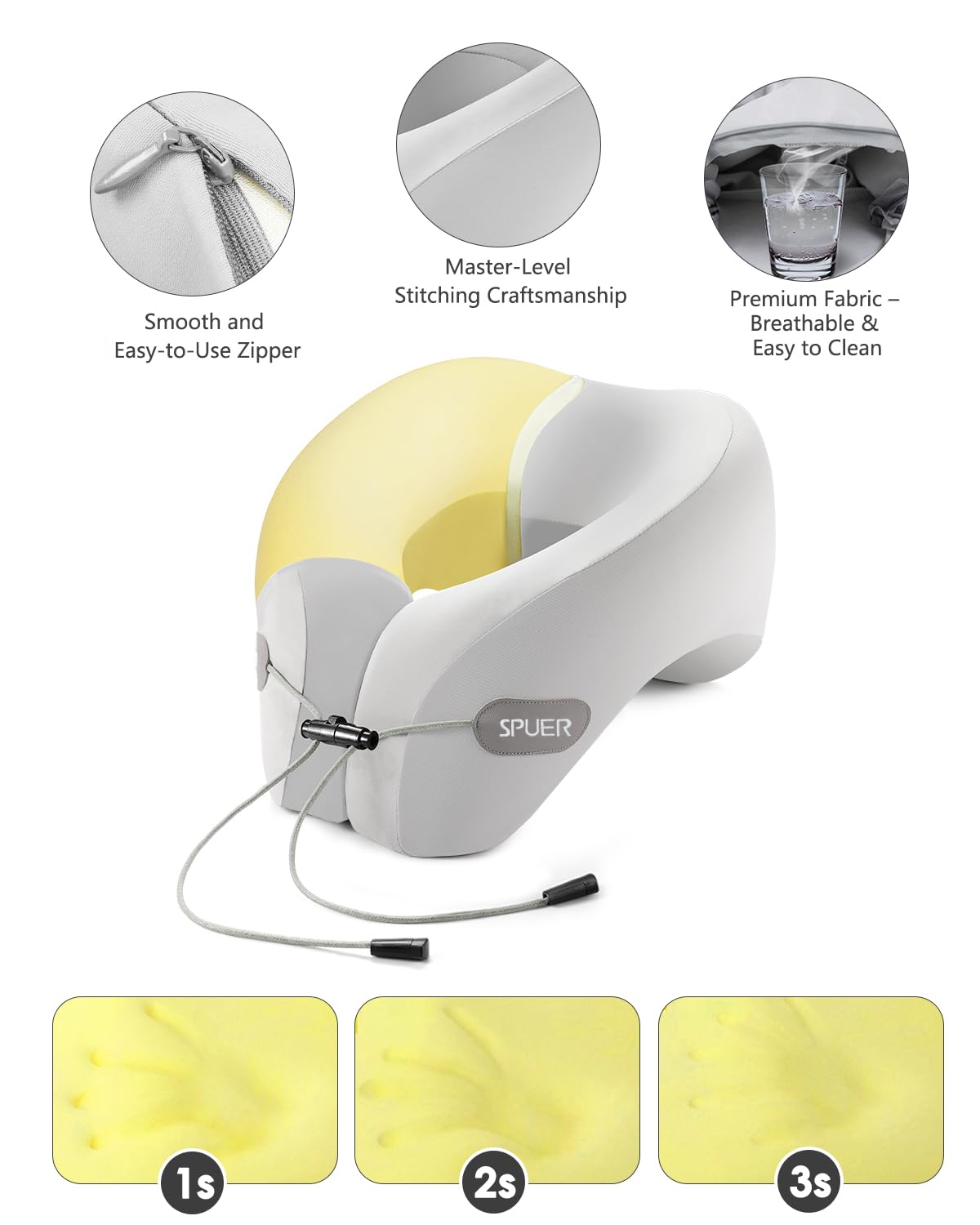 Travel Pillow – Neck Pillow Airplane, Travel Pillows for Airplanes, Airplane Travel Accessories with Eye Mask, Earplugs, Ergonomic Memory Foam Neck Pillow for Sleeping, Flights, Cars, Office (Gray)
