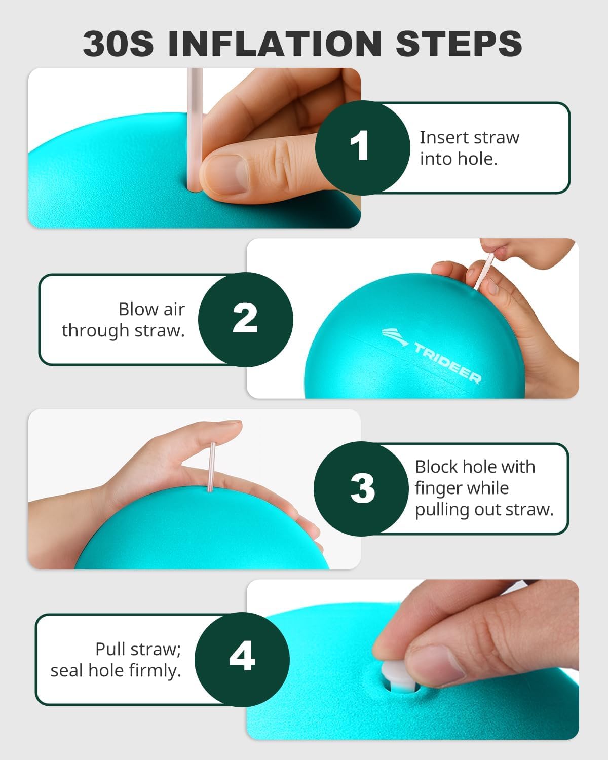 Trideer Pilates Ball 7-8 inch, Small Exercise Therapy Ball for Yoga, Barre, Core Strength, AB Workouts, Physical Therapy