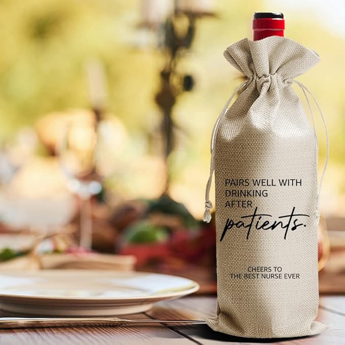 Nurse Gift Wine Bag, Gift for Nurse, Nursing School Gift, Pairs Well with Nursing, Gift Bag for Nurse Appreciation, Gift for Her, Graduation Gift, Birthday, Colleague, Friends (DL062）
