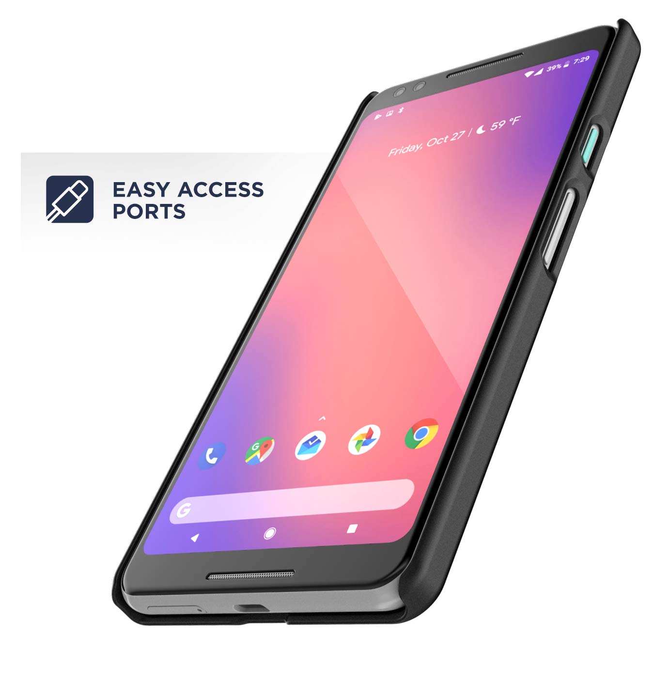 Encased Duraclip Pixel 3 Belt Clip Case, Slim Fit Holster Shell Combo (Rubberized Grip) Smooth Black