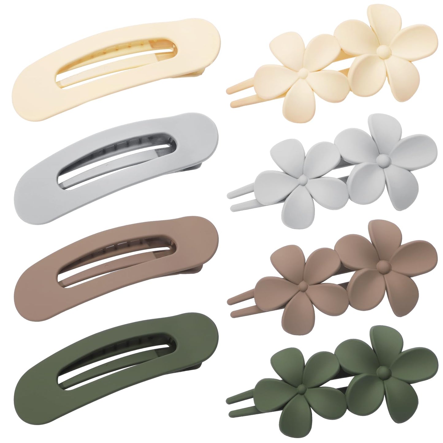 obeoby 8 PCS Flat Hair Clips, Flat Claw Clips 2 Styles Hair Claws for Women Girls Thin Hair