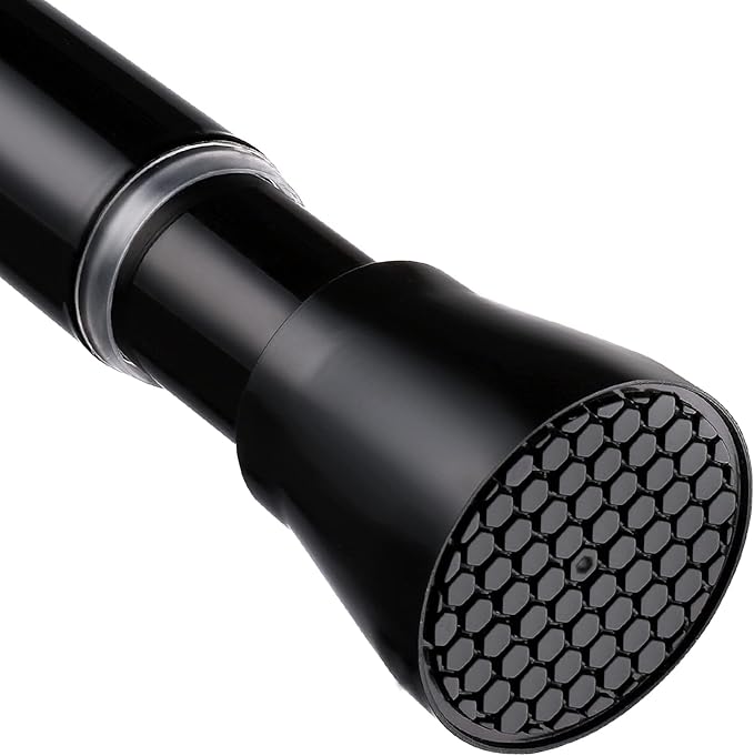 Black Spring Tension Curtain Rod 28-52 Inches, 7/8" Diameter Adjustable Shower Curtain Rod No Drill, Anti-slip Heavy Duty ...