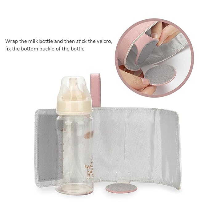 FTVOGUE Bottle Warmer Bag 3 Temperature Adjustable Portable Baby Bottle Warmer for Connecting to Mobile Power