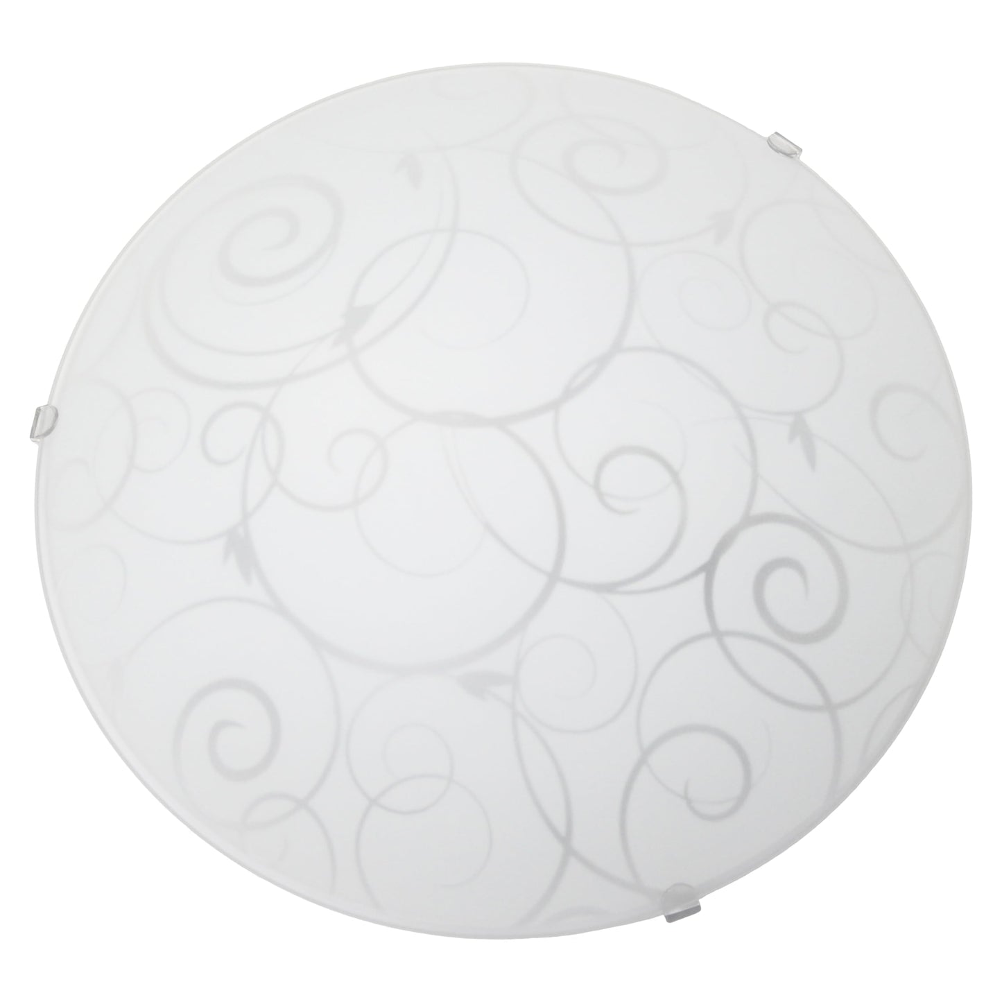 Simple Designs Fm3000-Wht Round Flushmount Ceiling Light, White Glass, 1 Count, Scroll Swirl Design