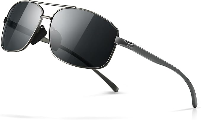 SUNGAIT Ultra Lightweight Rectangular Polarized Sunglasses Men UV400 Protection