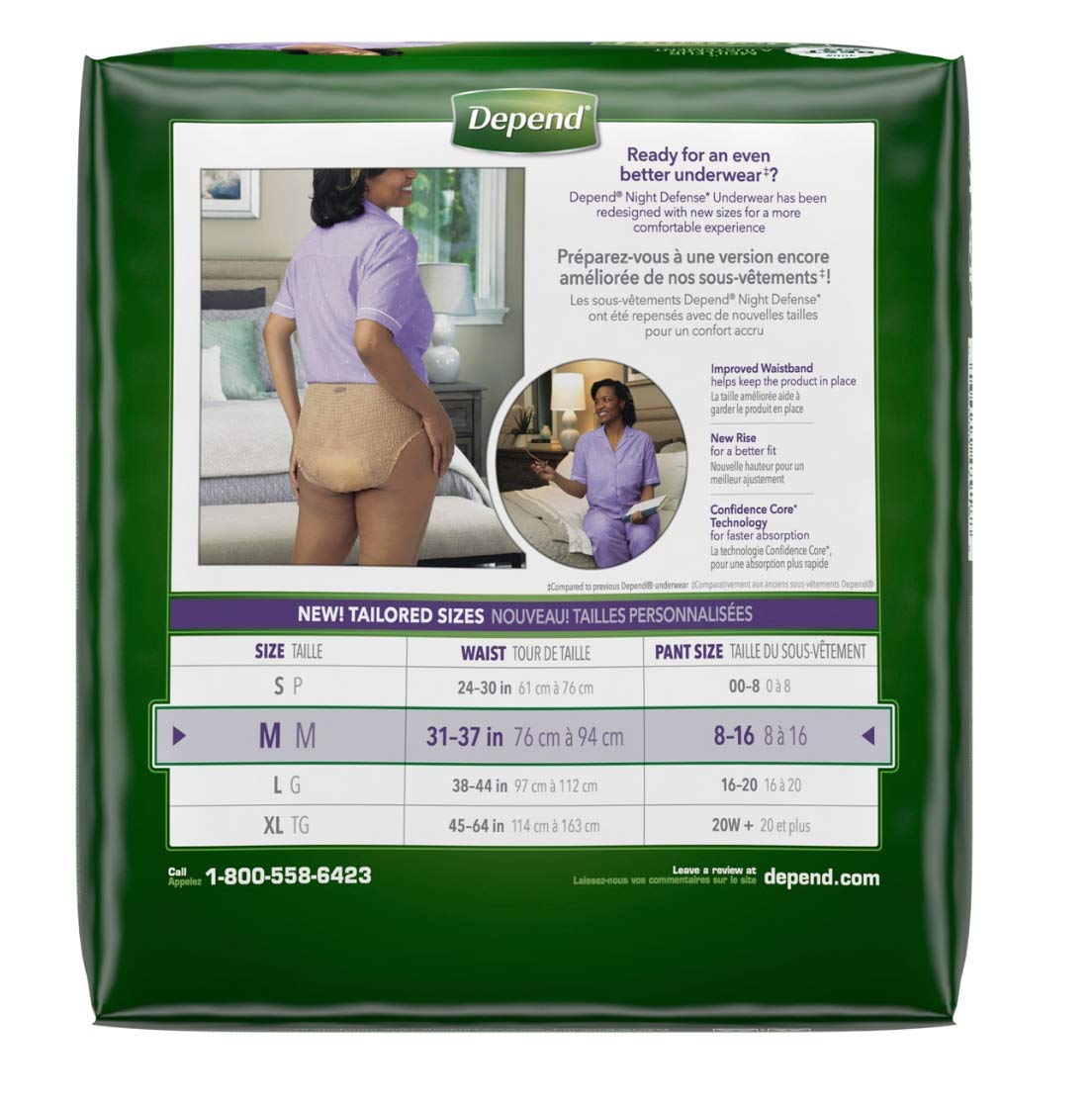 Medium Overnight Depends Women - Night Defense Incontinence Underwear, Purple