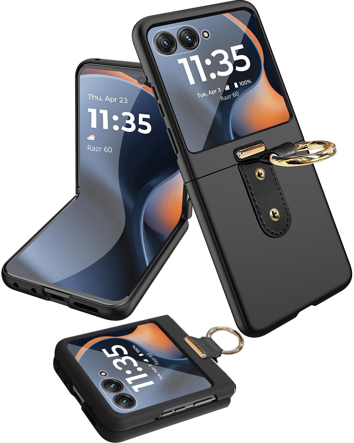 Miimall Slim Cases For Motorola Razr 2025 Case With Ring Holder[Not For Plus],[Tempered Glass Screen Protector & Military Grade