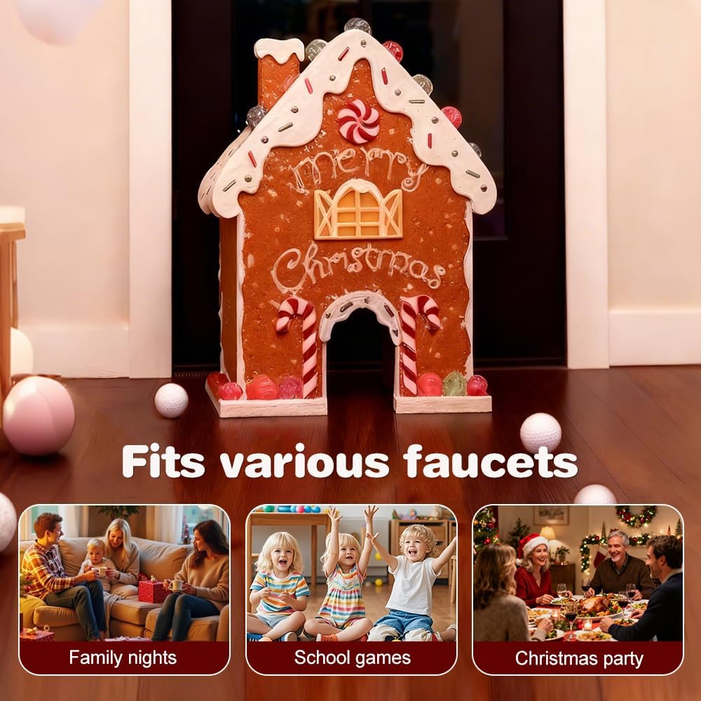 Gingerbread Golf Game Set, 2026 New Christmas Mini Golf Course with Candy Cane Clubs 6 Balls, Funny Indoor Gingerbread House Golf Game Kit for Family Holiday Party (1set 1balls)
