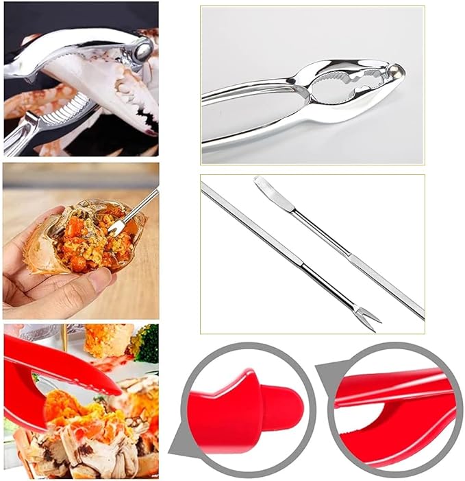 30 PCS Seafood Tools Include Crab Crackers, Seafood Scissors, Lobster Sheller, Crab Hammer,and Shellfish Forks,Nutcracker Set