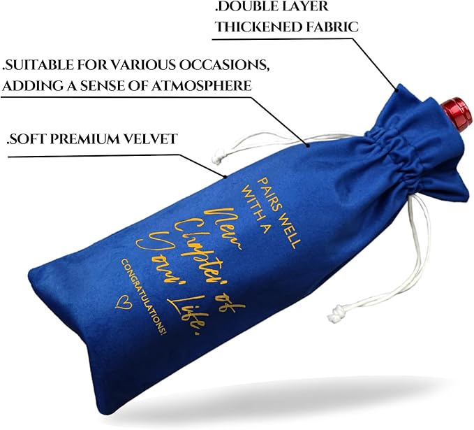 TBITON New Job Gifts Wine Bag, Going Away Gifts for Friends, New Beginnings Gifts for Women, New House, Engagement, Retirement Gift, Pairs Well With a New Chapter of Your Life (New Chapter-Blue)