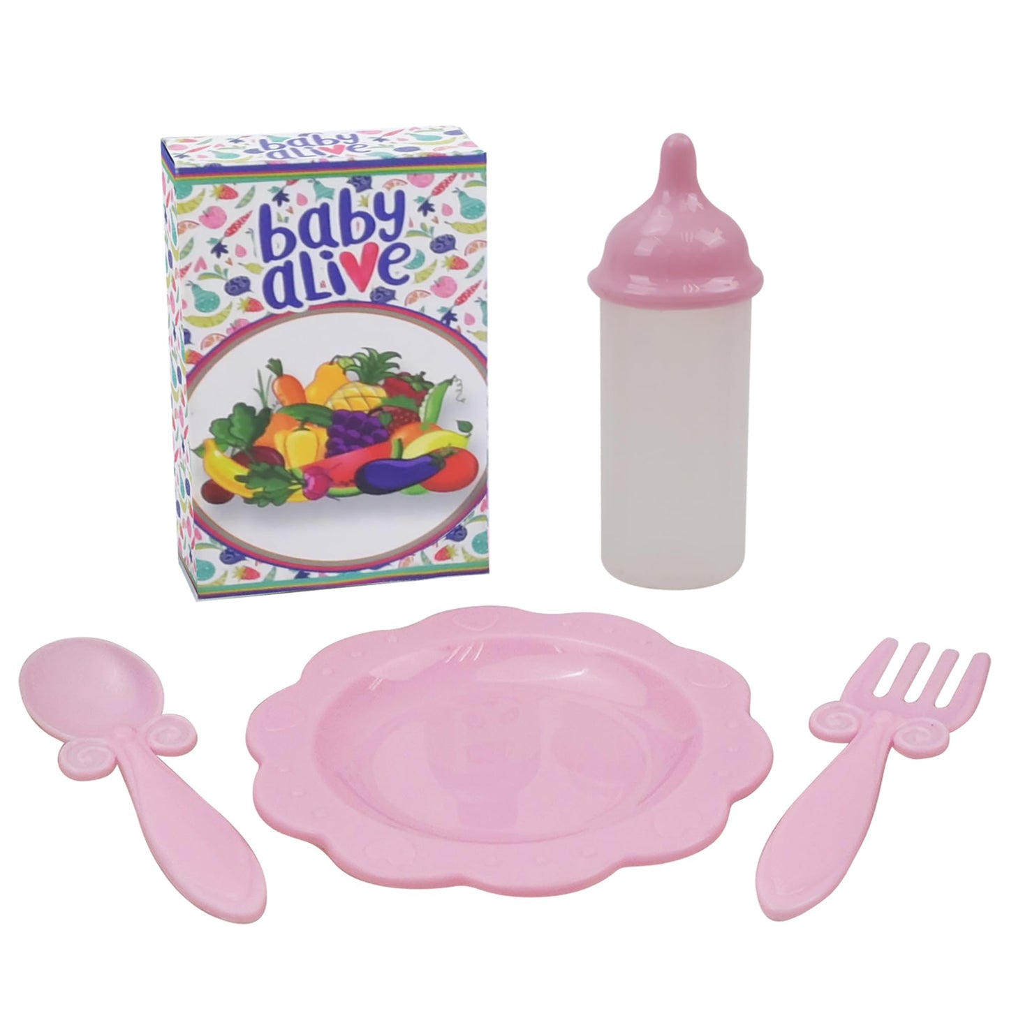 Baby Alive: Doll Highchair Set - Green, Pink, Hearts - for Dolls Up to 24", 5 Matching Feeding Accessories, Rotating Seat, Folding, Kids Toy Ages 3+