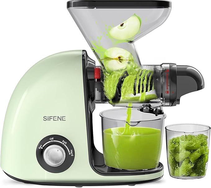 Slow Masticating Cold Press Juicer Machines for Fruit Vegetable, Juice Yield Maker Extractor, Quiet Motor Anti-Clog System (Green)