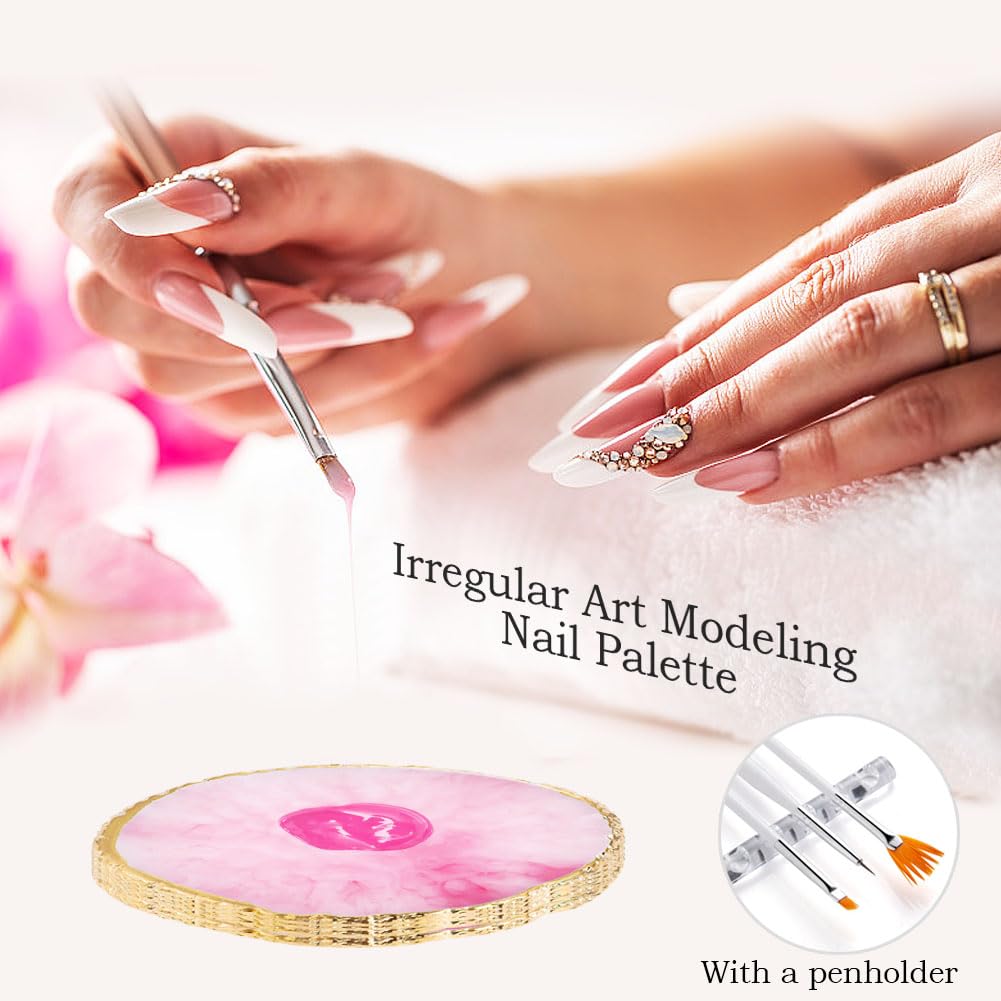 Nail Art Tools 27Pcs Set,Nail Art Brush,Resin Nail Art Palette,5 Pcs Nail Art Sculpture Pen,2-way Acrylic Silicone Engraving Pen