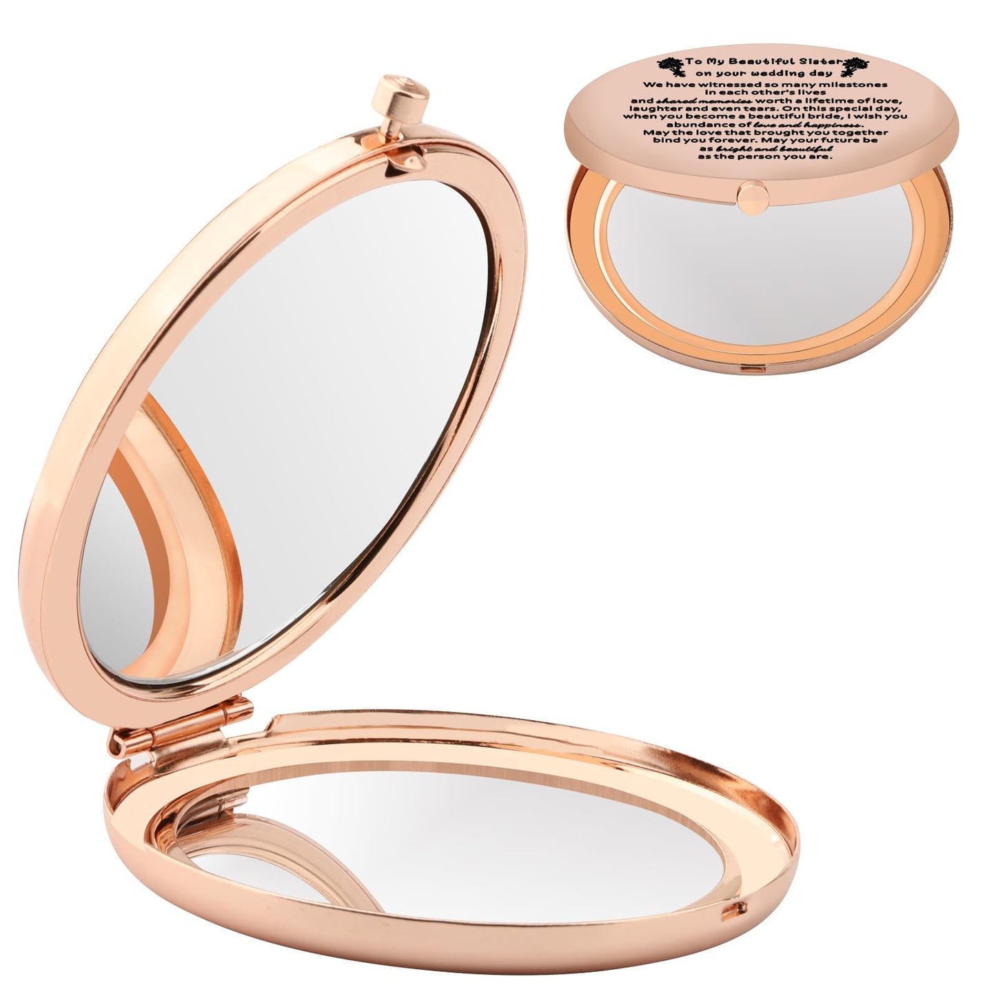 WSNANG Sister's Wedding Makeup Mirror - Bridal Shower Gift With Light, Magnification & Storage